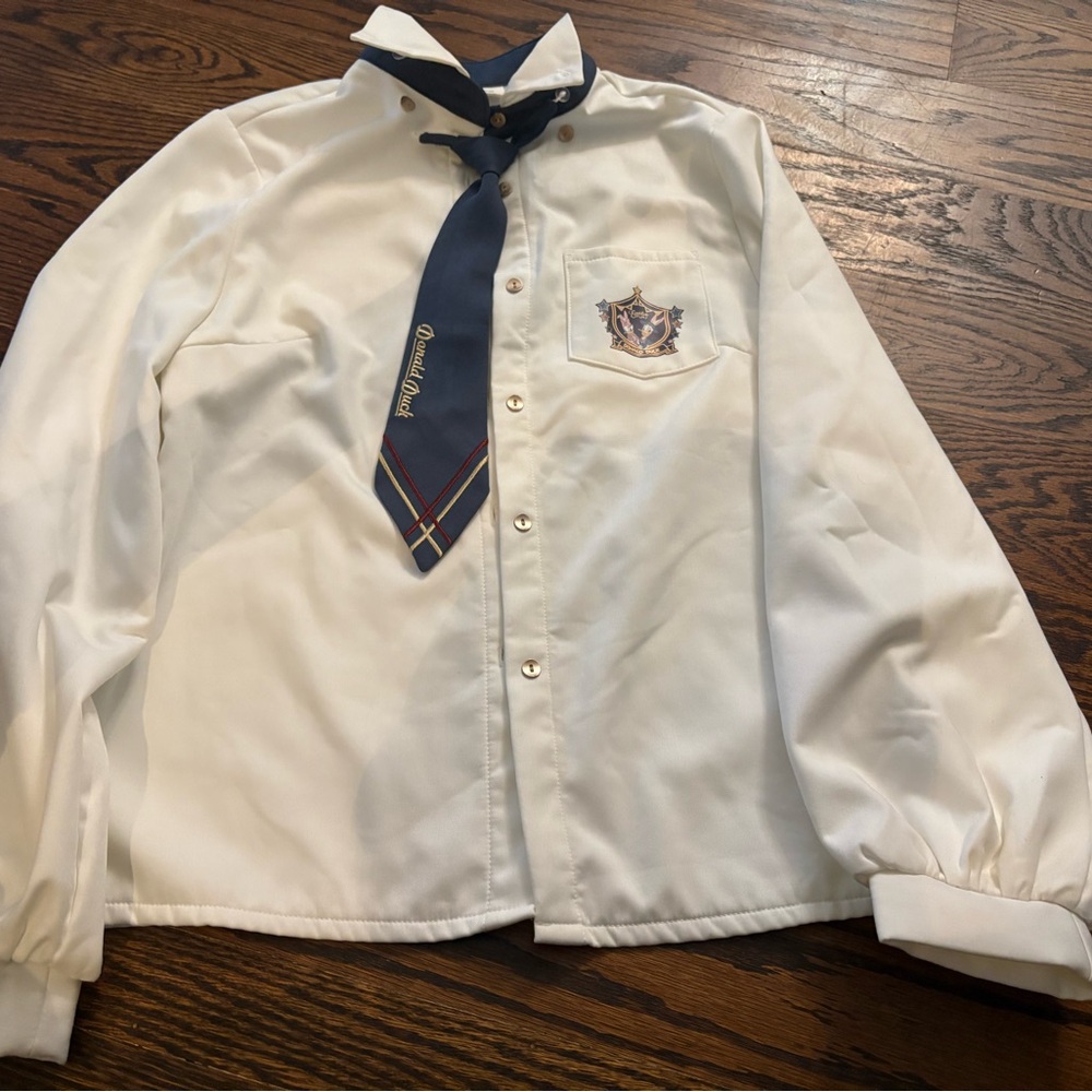 White Shirt Donald Duck Crest and tie size medium